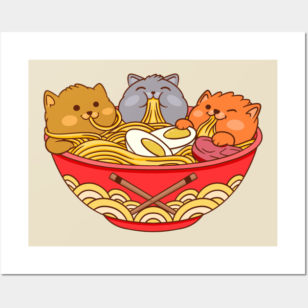 Ramen and cats Wall Art by Illustrasikuu